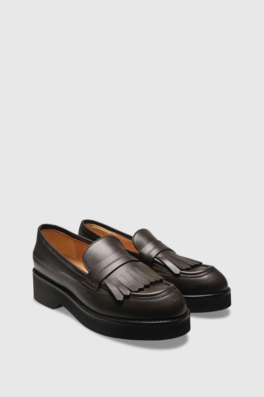 Unützer Women's Braun Vitello Leather Loafer 8101 Chocolate Slip-On Shoes