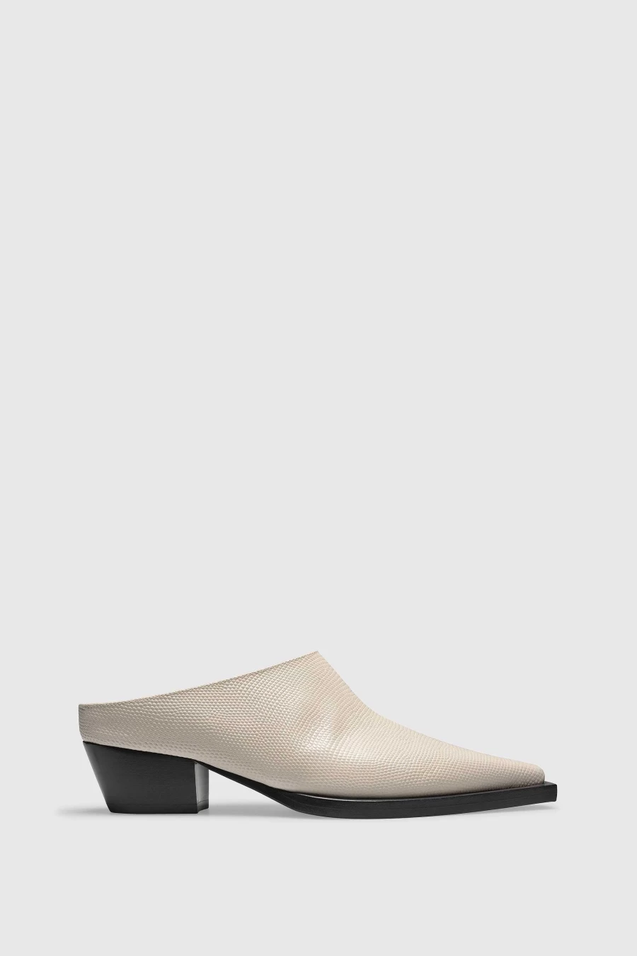 Unützer Women's Cowboy Mule 9255 in Weiß with Cream Lizard Print