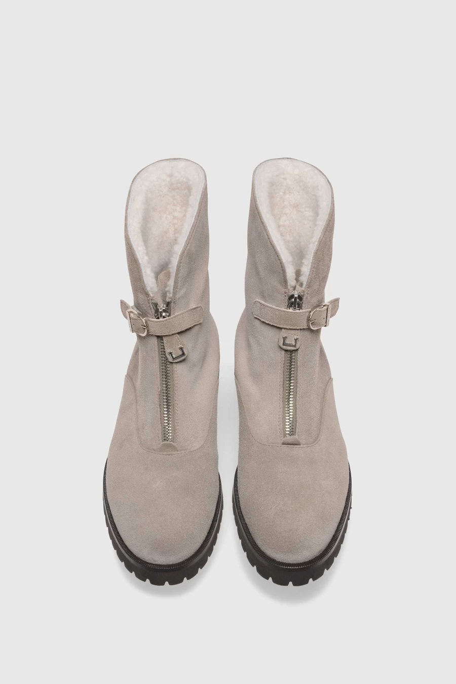 Unützer Women's 1978 Velours Shearling Boots in Beige Latte - Cozy Winter Stiefelette