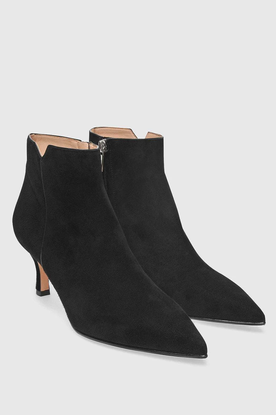 Unützer Women's Schwarz Leather Boots Stiefelette 8733 Nero Camoscio Fashion Ankle Boots