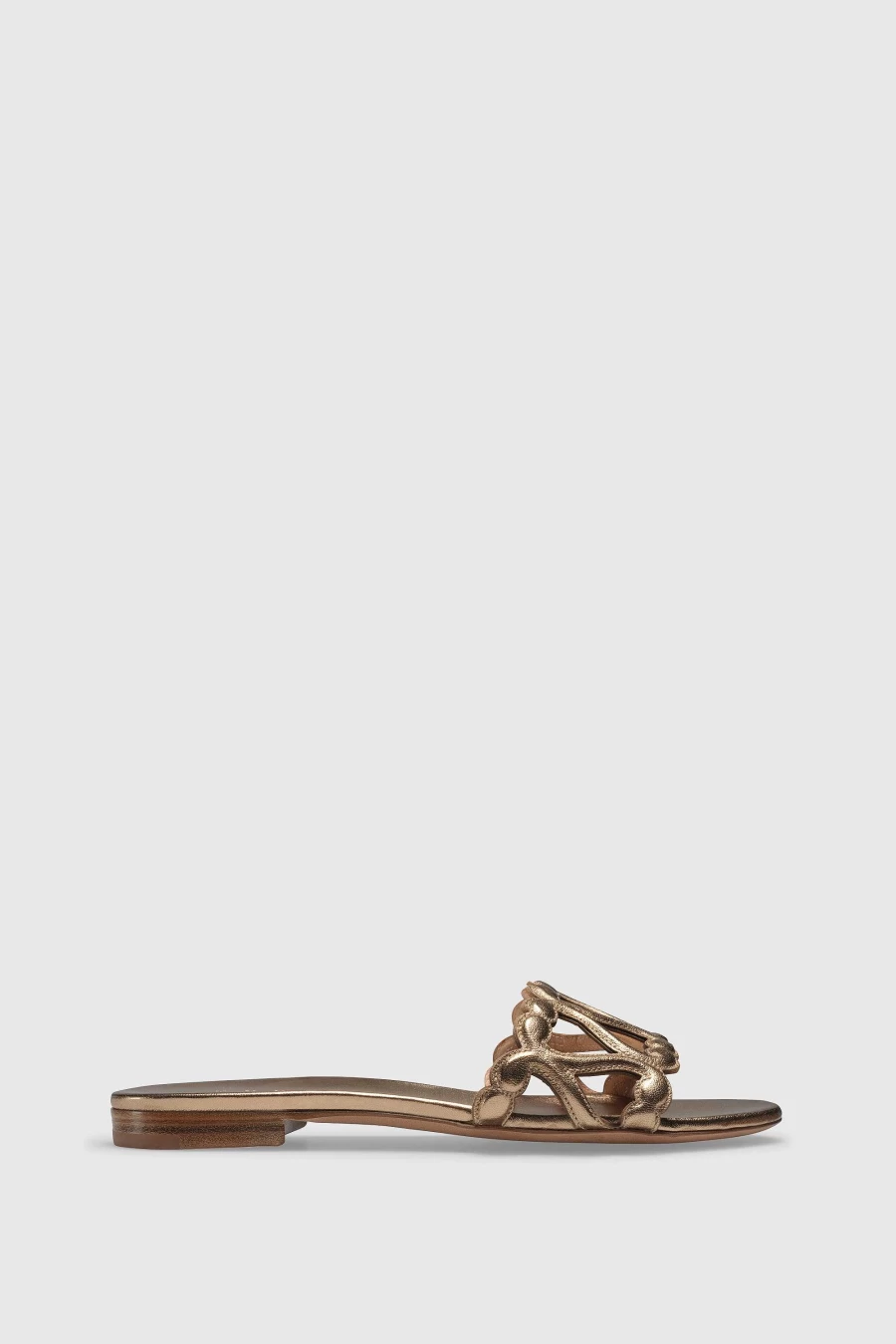 Unützer Women's Gold Sandals 9304 - Elegant Laminato Flat Sandals for Women