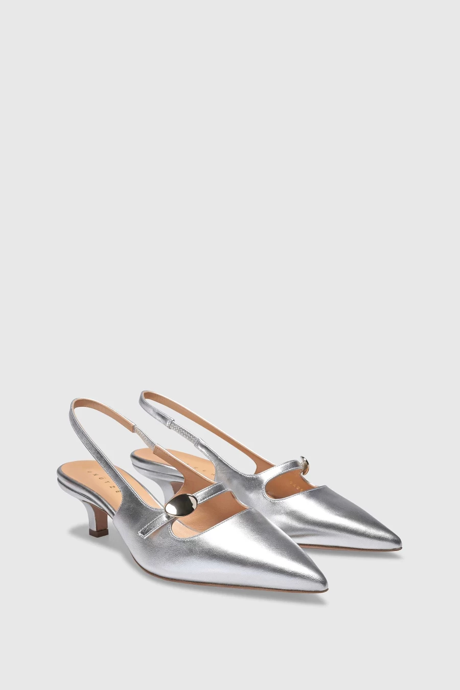 Unützer Women's Slingback Pump 9425 in Silver Laminato - Elegant Silber Heels