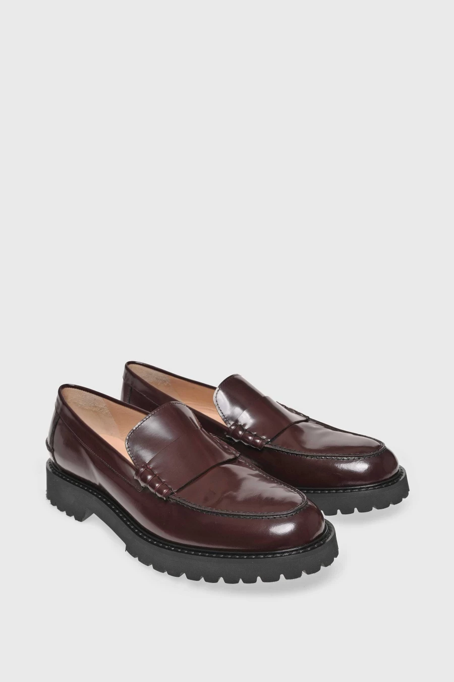 Unützer Women's Loafer 9014 in Wine Red - Brushed Bordeaux Leather Slip-On Shoes