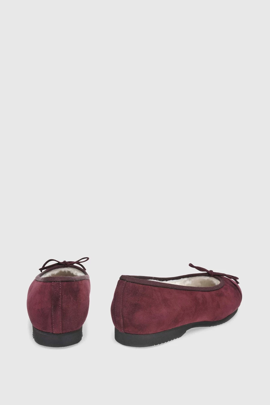 Unützer Women's Ballerina 6114 Rot Suede Shearling Lining Flat Shoes