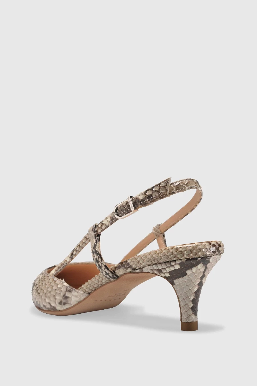 Unützer Women's Beige Slingback 9317 Pitone Roccia Lucido Elegant Heels