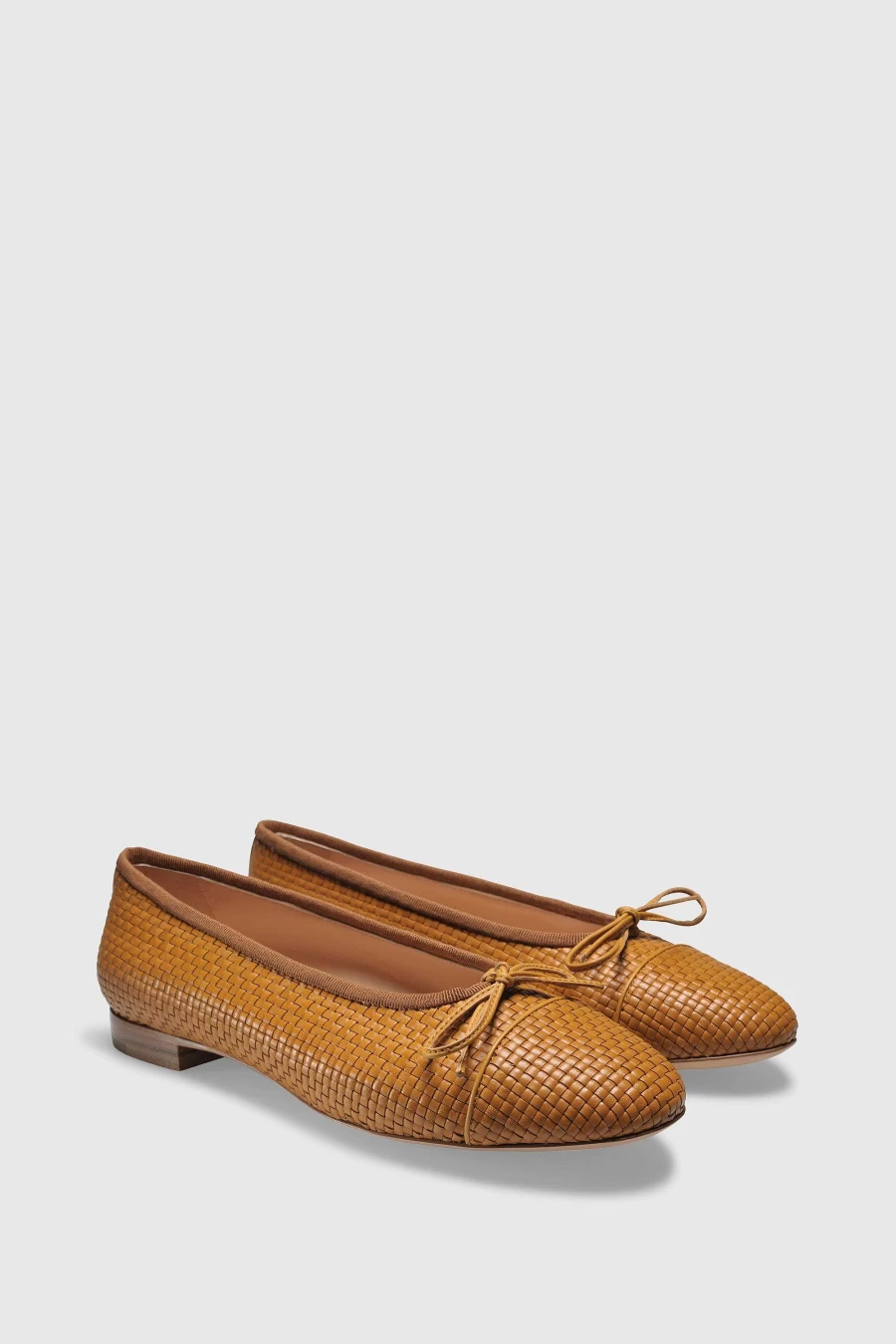 Unützer Women's Braun Ballerina 963 Mustard Intrecciato Leather Flats