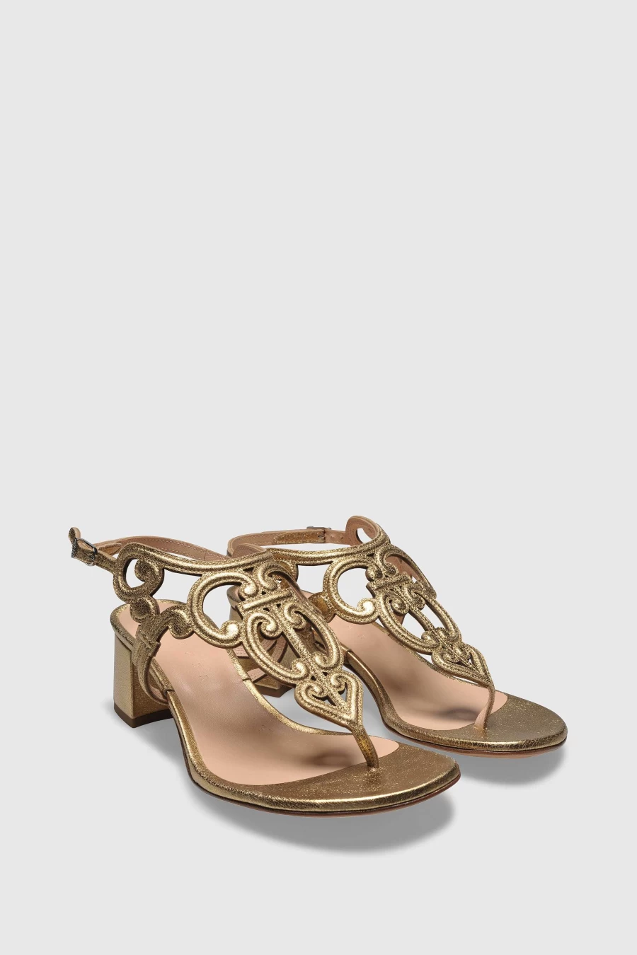 Unützer Women's Gold Sandal 8818 - Elegant Laminate Design for Style & Comfort