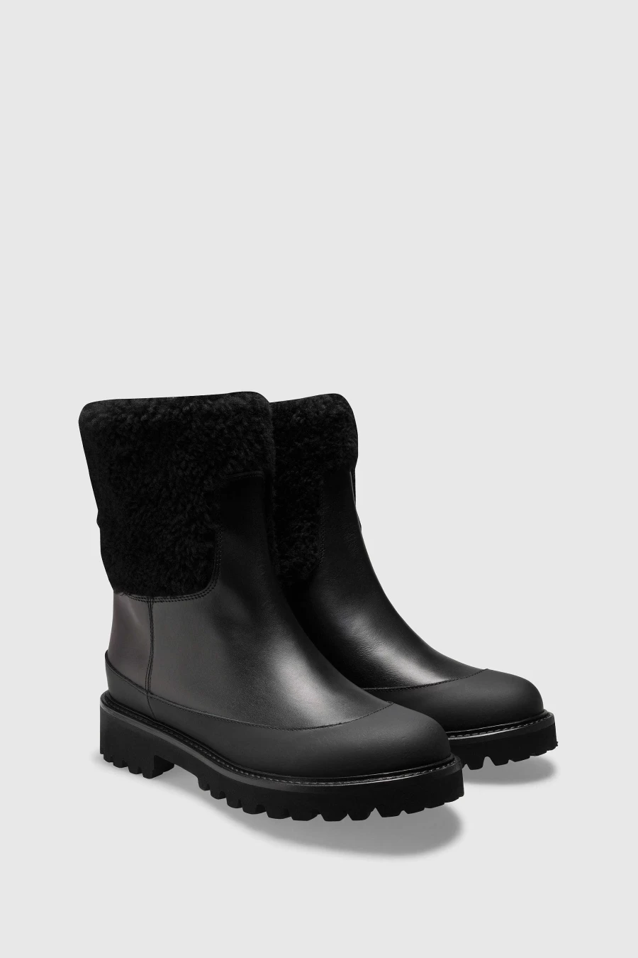 Unützer Women's Schwarz 8112 Calf Black Shearling Boots Stiefelette