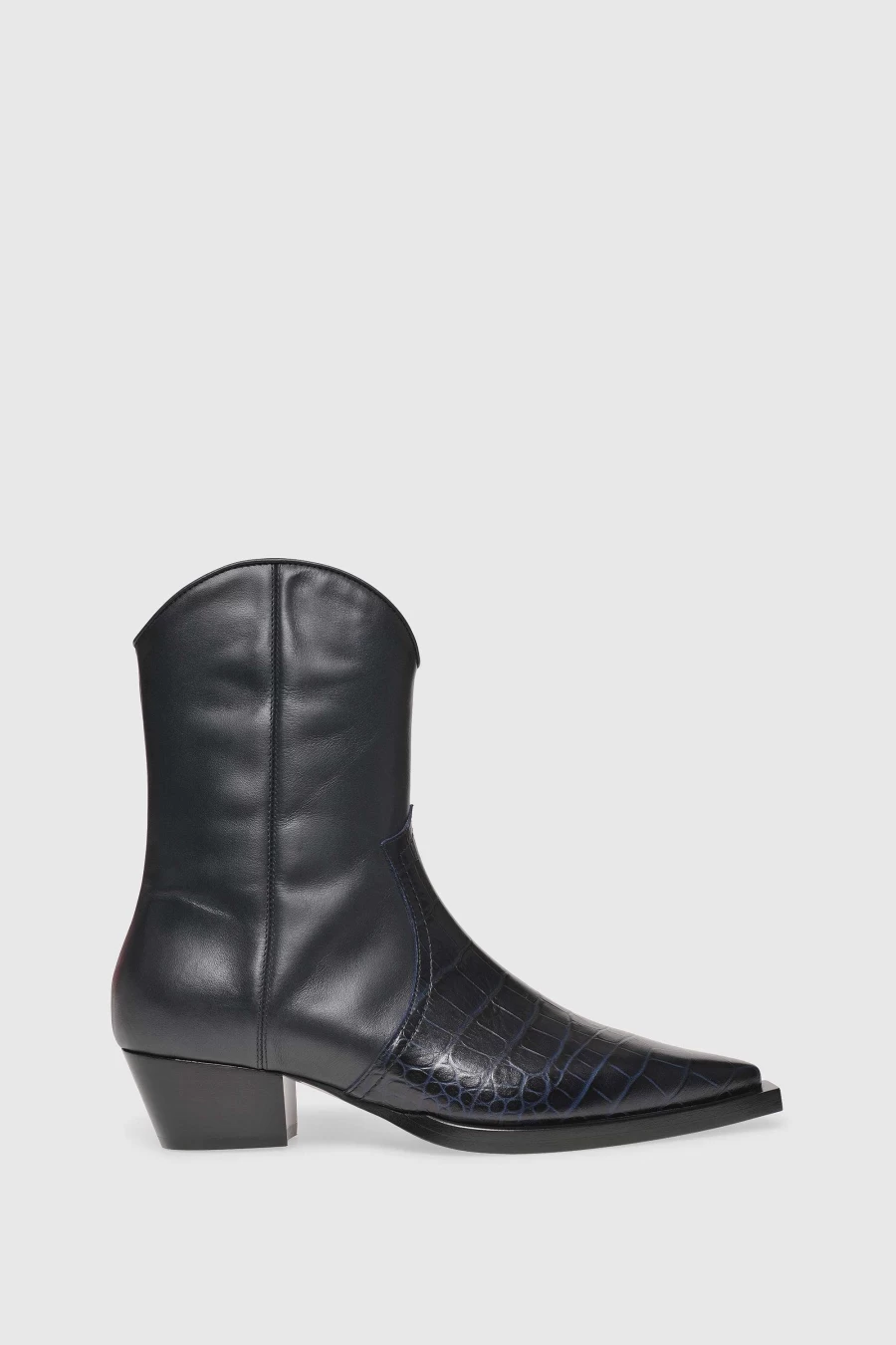 Unützer Cowboy Boots Women Schwarz Crocodile Print Calfskin Ankle Boots 9256