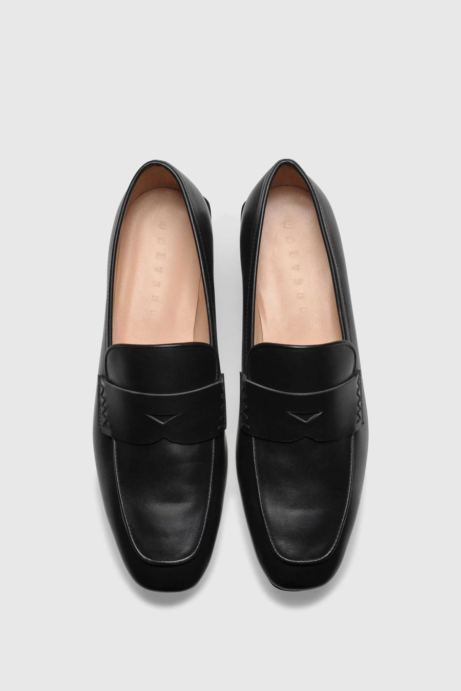 Unützer Women's Schwarz Leather Loafer 9321 Nero Vitello - Classic Comfortable Slip-On Shoes