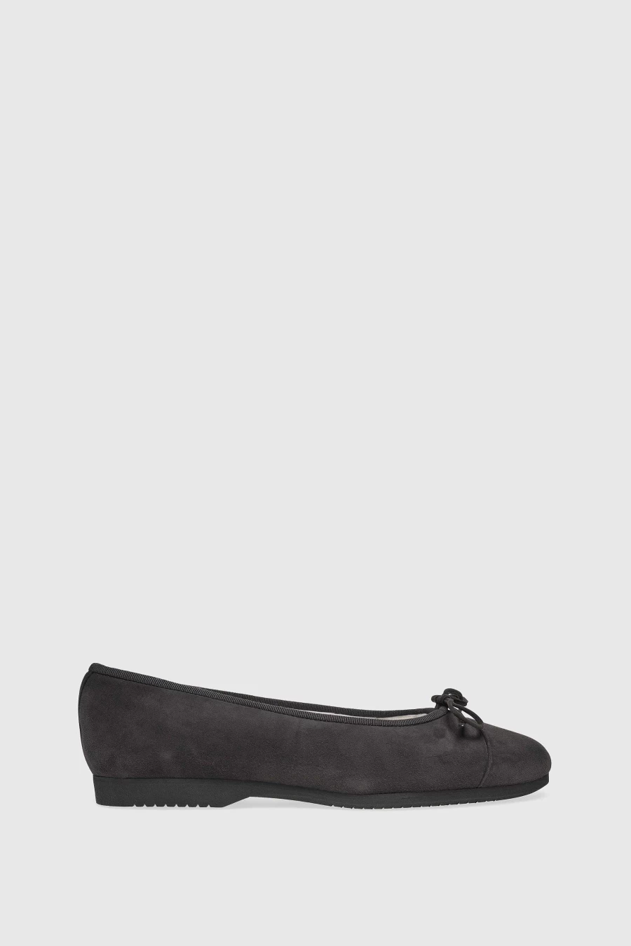 Unützer Women's Ballerina 6114 in Grau Anthracite Suede with Shearling Milk Trim