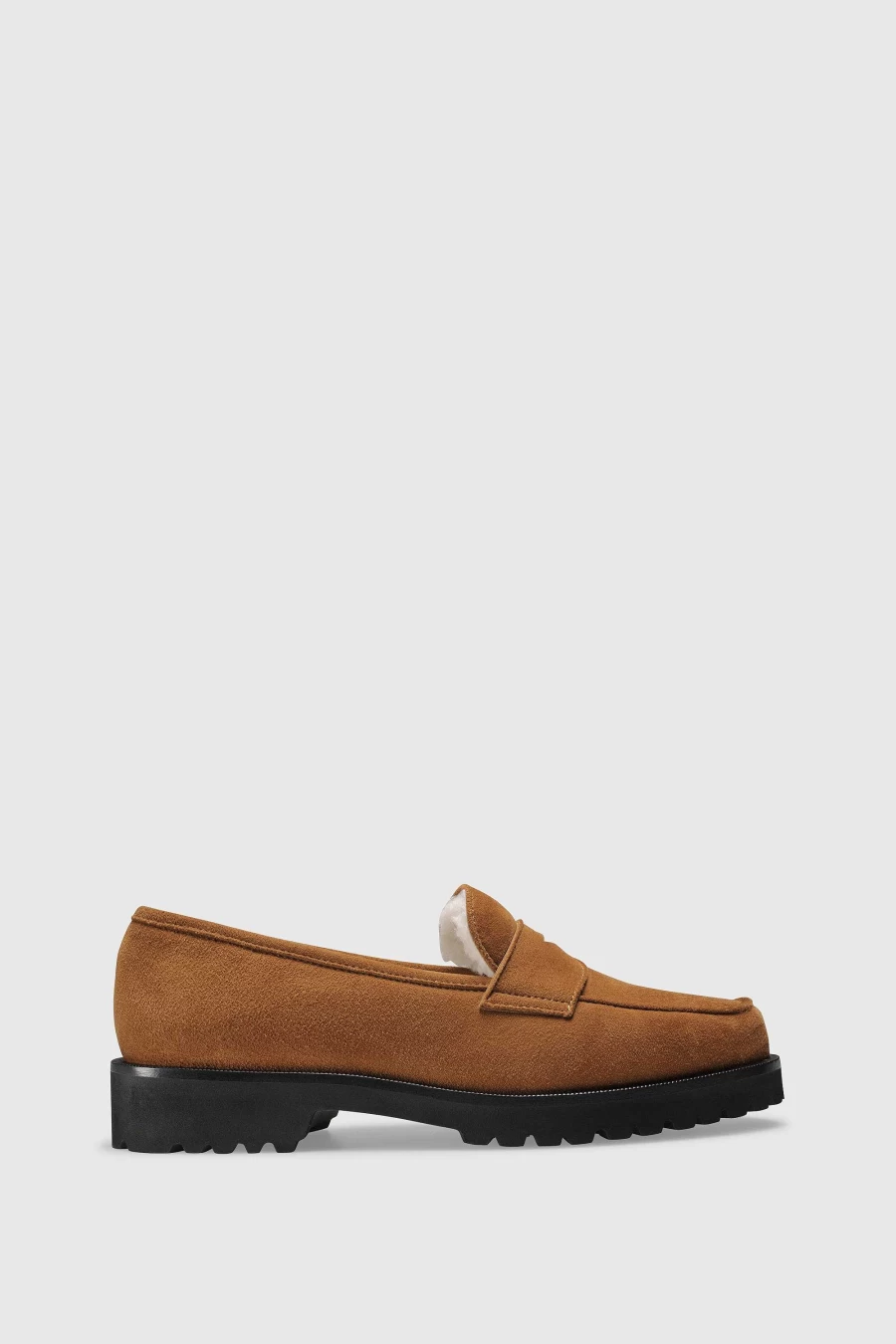 Unützer Women's Loafer 1471 in Braun with Shearling and Camoscio Cognac Detail