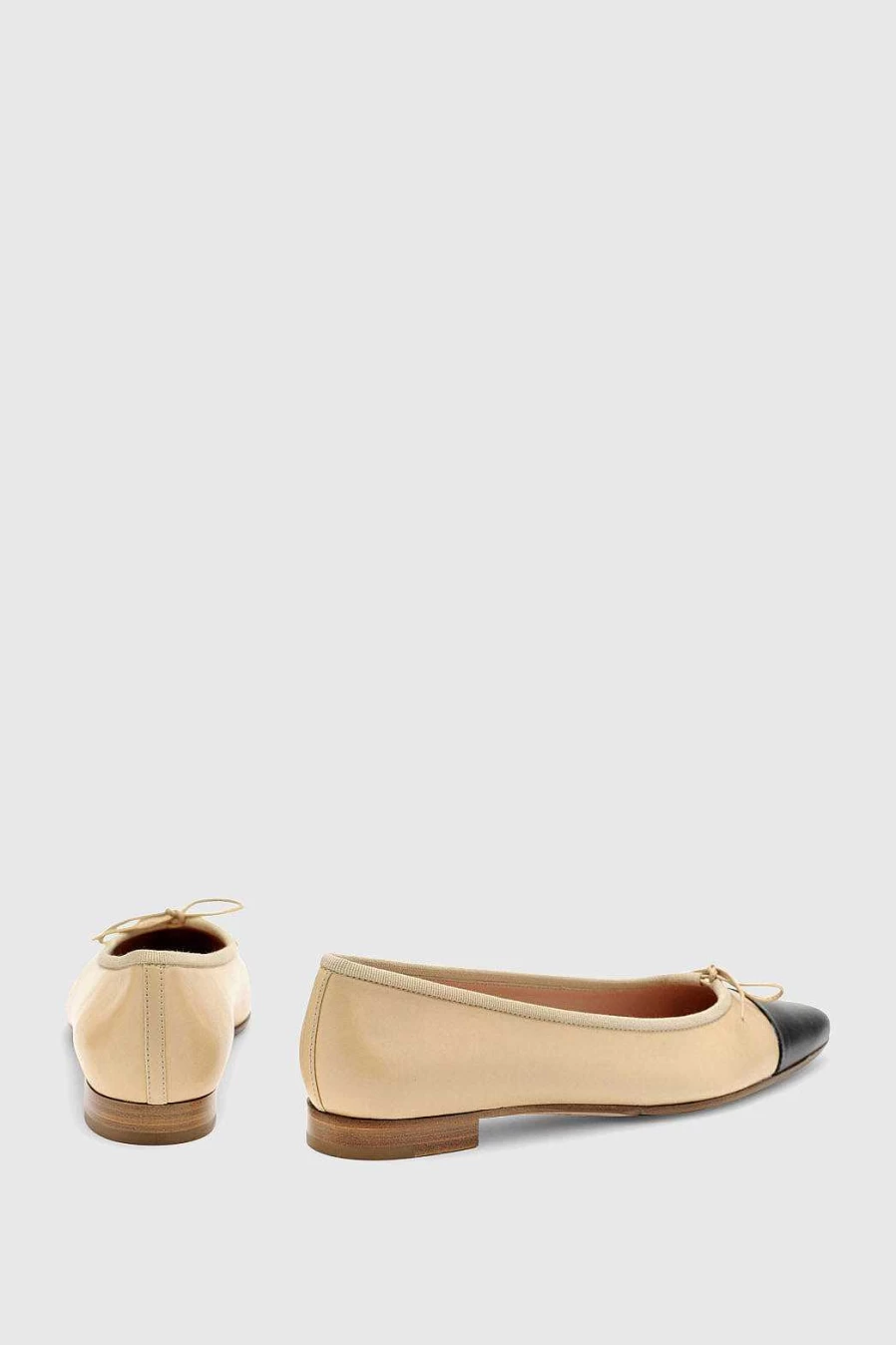 Unützer Women's Ballerina 2056 Nappa Leather Shoes in Beige and Schwarz