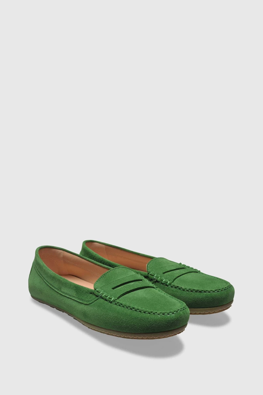 Unützer Women's Loafer U150 in Green Camoscio – Comfortable Grün Slip-On Shoes