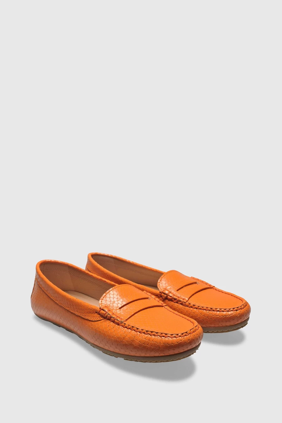 Unützer Women's Orange Loafer U150 Pitone - Stylish Comfortable Slip-On Shoes