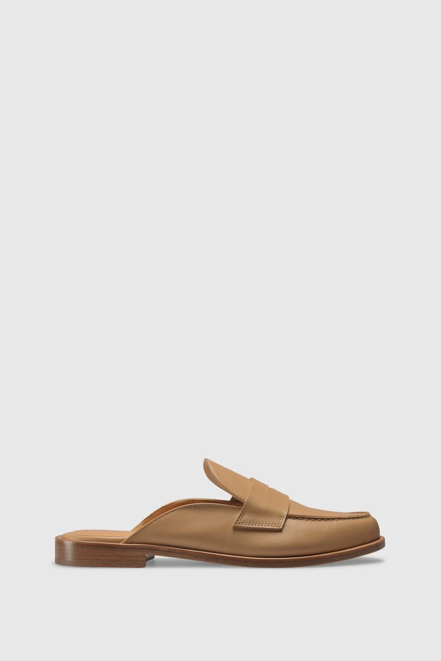 Unützer Women's Light Beige Loafer Mules 9408 - Comfortable Calf Leather Slip-On Shoes