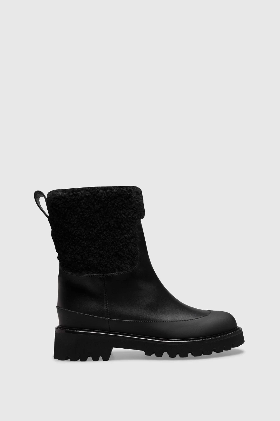 Unützer Women's Schwarz 8112 Calf Black Shearling Boots Stiefelette