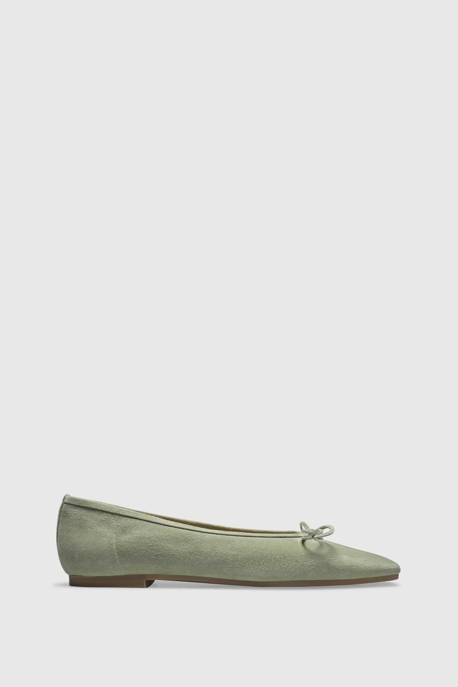 Unützer Women's Ballerina 9380 in Grün Suede - Comfortable Sage Green Flats