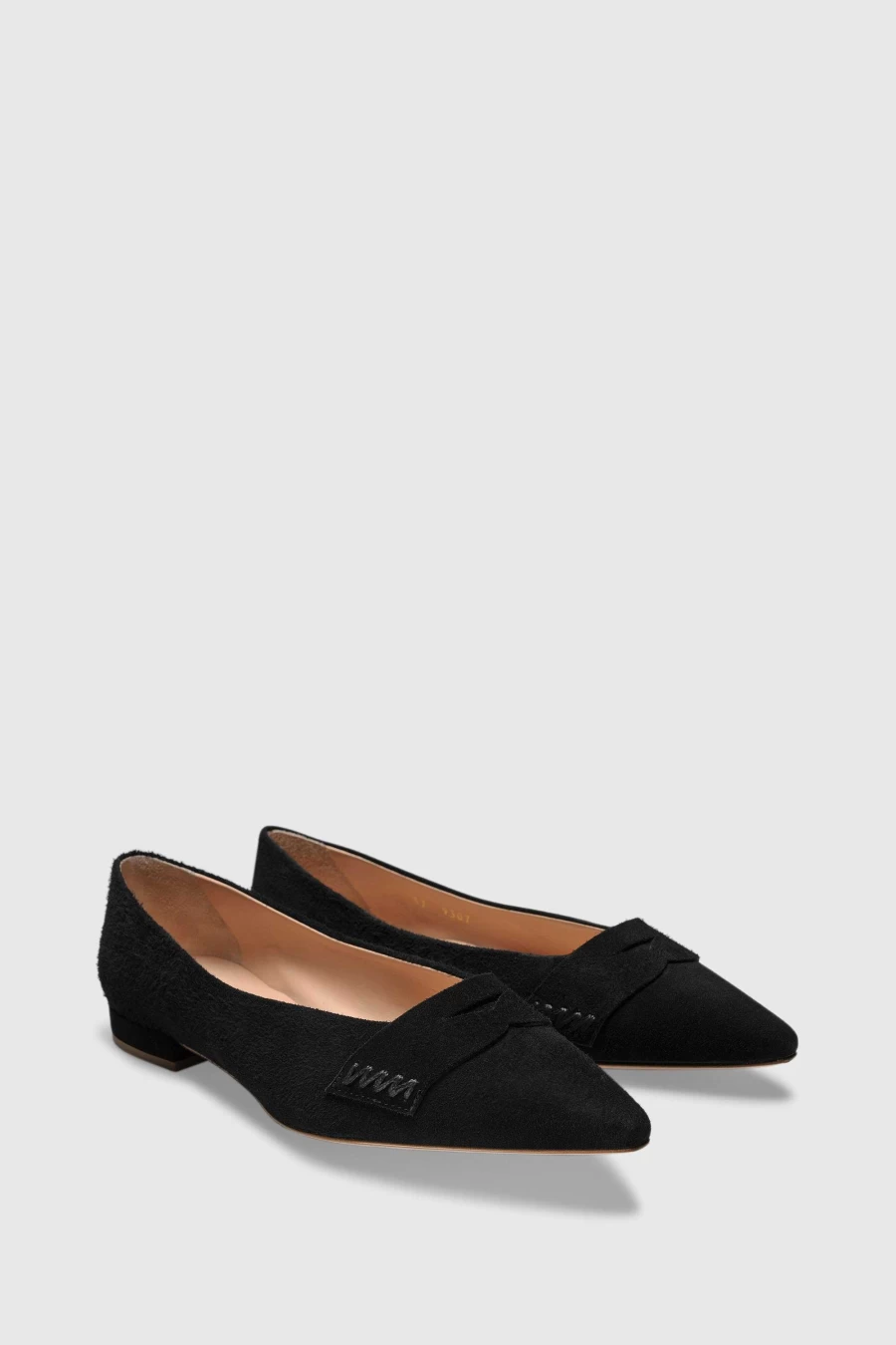 Unützer Ballerina 9307 Women's Schwarz Suede Flat Shoes