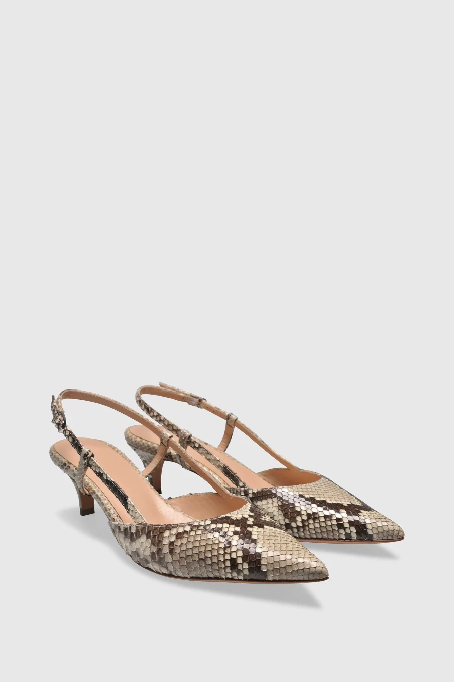 Unützer Women's Beige Slingback 9317 Pitone Roccia Lucido Elegant Heels