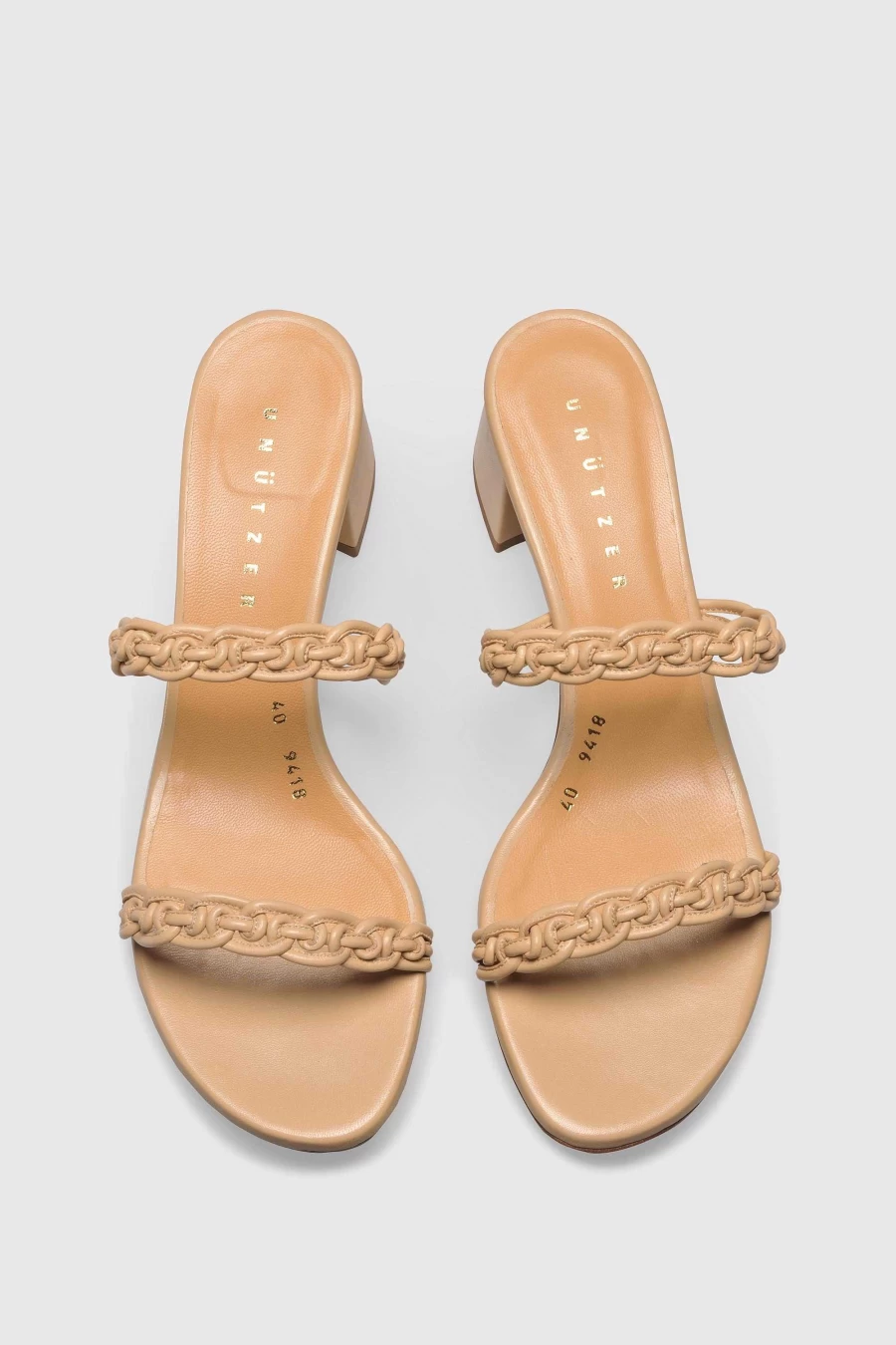 Unützer Women's Nappa Leather Sandals 9418 in Light Beige