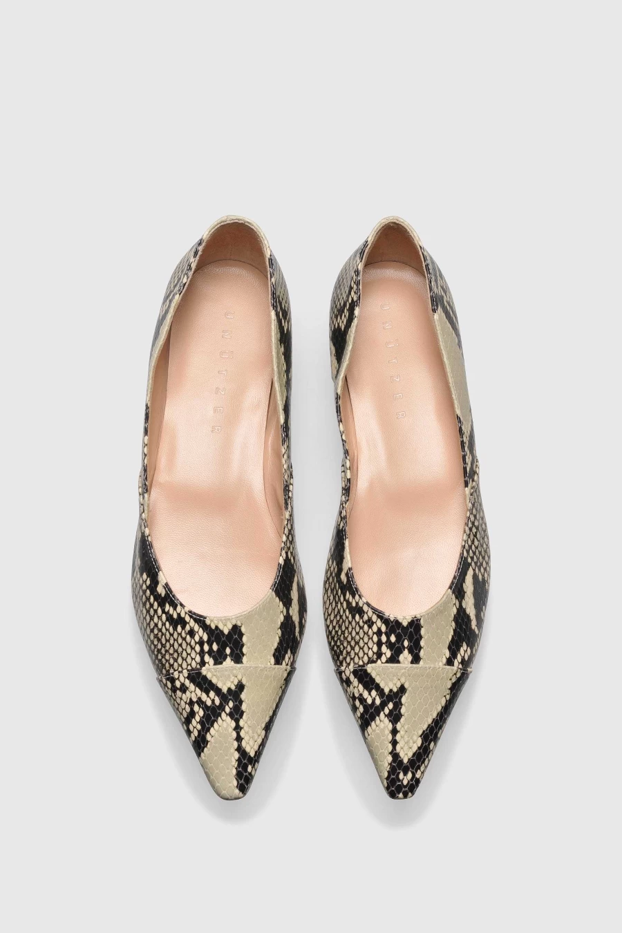 Unützer Women's Beige Ballerina 9320 Printed Python Rock Flats