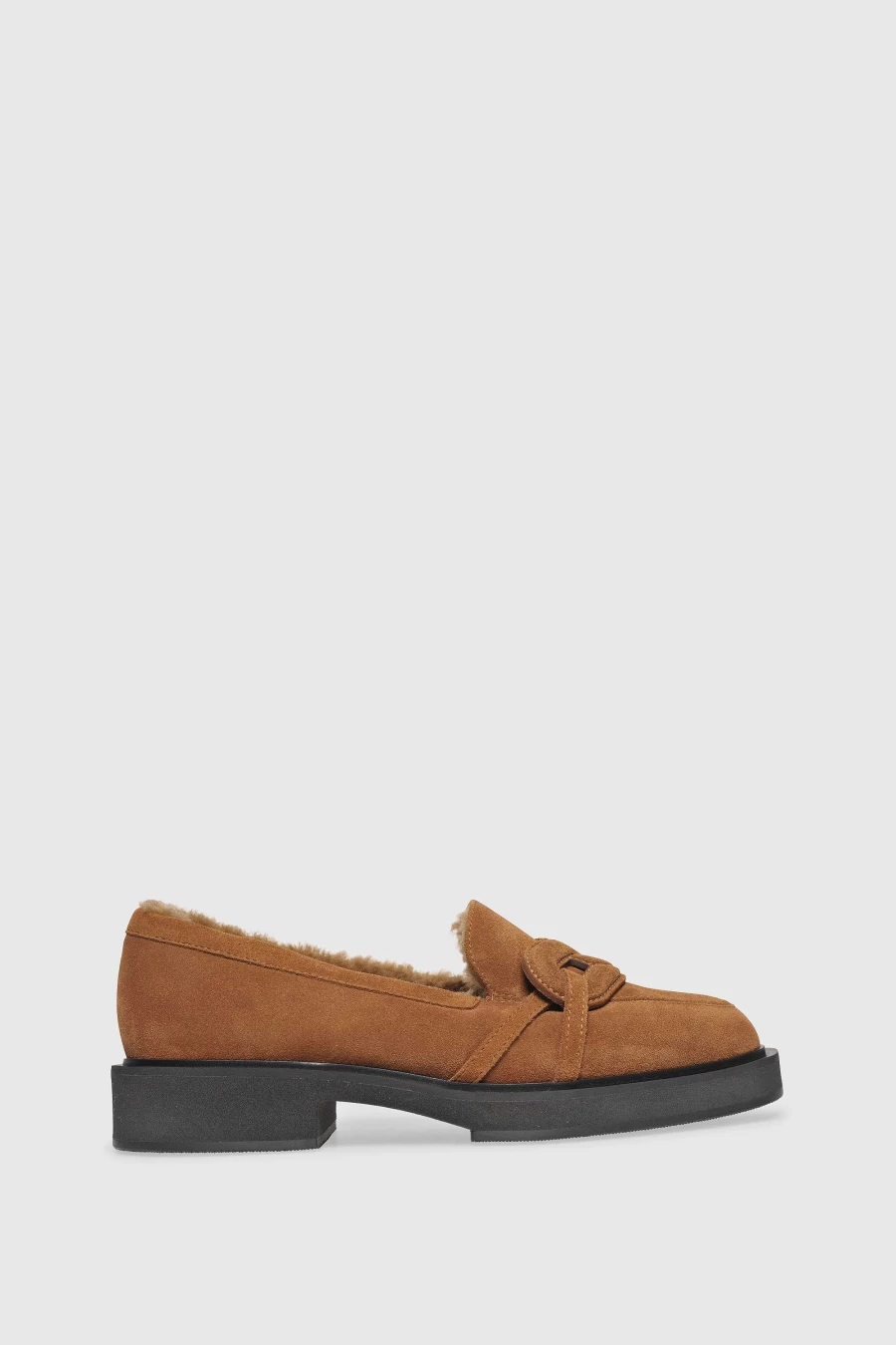 Unützer Women's Loafer 9270 in Braun with Velor Cognac Shearling Noce Detail