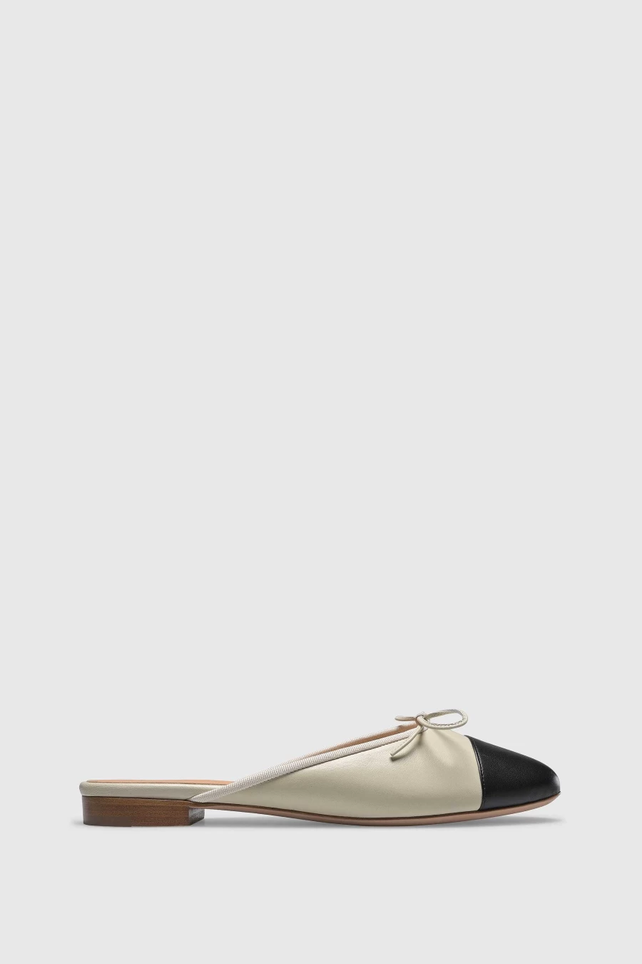 Unützer Women's Ballerina Mule 9405 in Schwarz/Weiss - Nappa Leather Slip-On Shoes