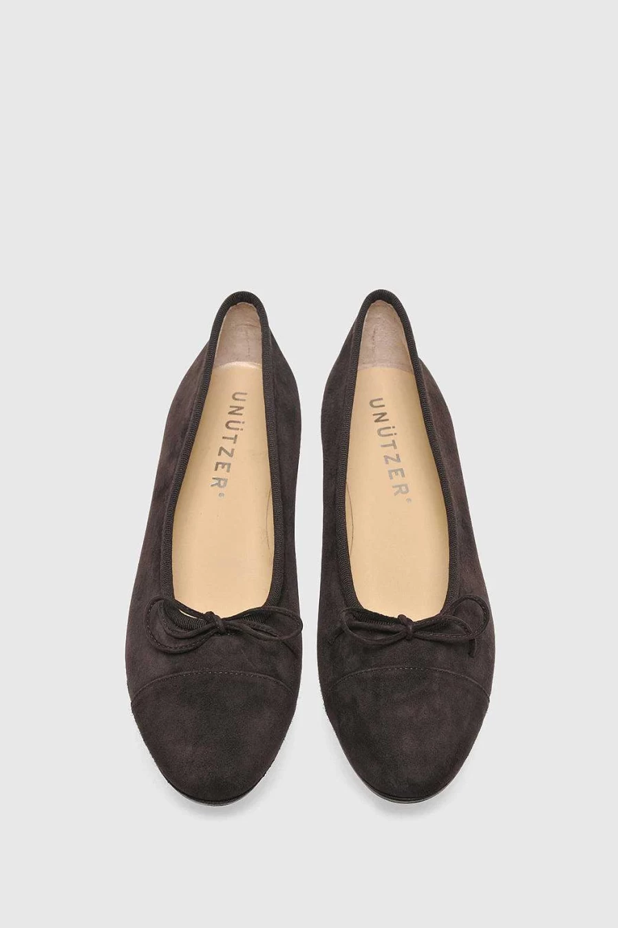 Unützer Women's Ballerina 963 Dark Brown Suede Ballet Flats Dunkelbraun