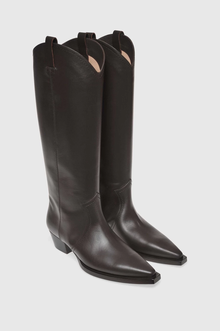 Unützer Women's Braun Cowboy Boots 9257 Dark Brown Calf Leather Western Boots