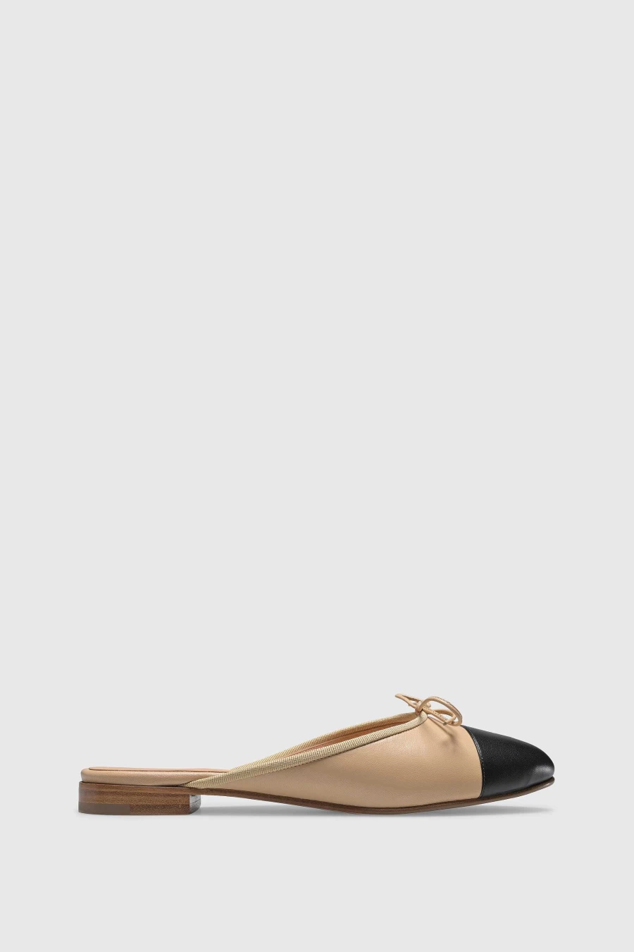 Unützer Women's Ballerina Mule 9405 in Schwarz/Weiss - Nappa Leather Slip-On Shoes